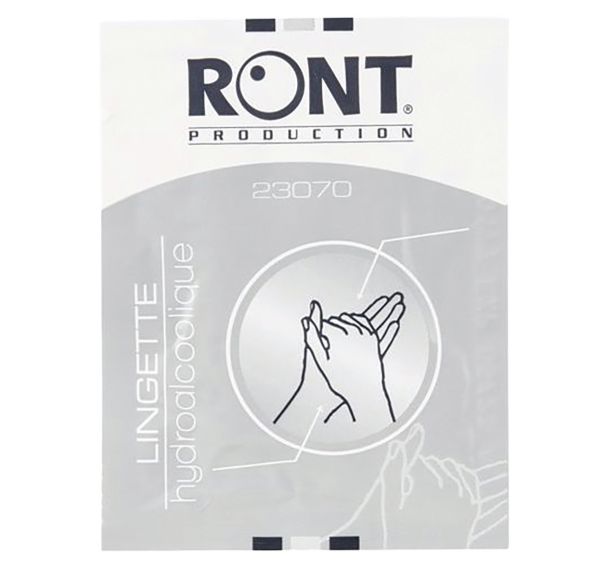 Lot de 100 Lingettes de gel hydroalcooliques par sachet-Ront