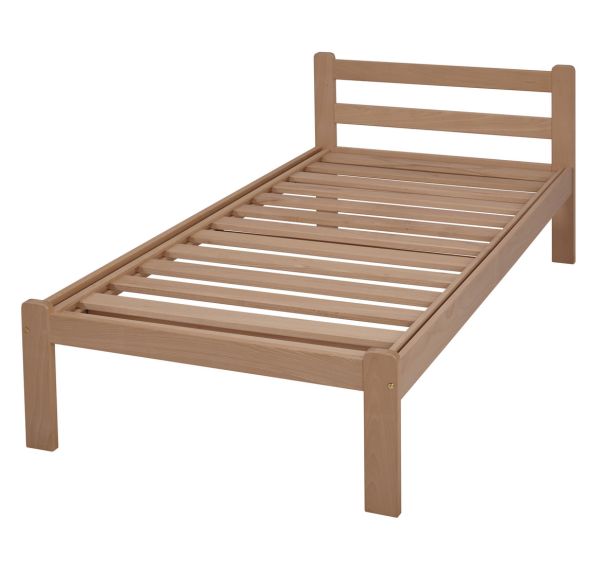 Lit Armel tête 2 traverses sommier lattes 90 x 200 cm coloris Hêtre naturel
