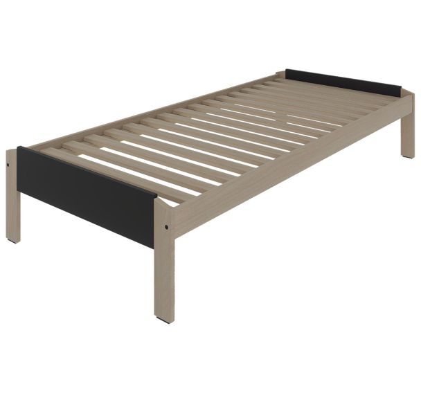 Lit JEFF dosseret tête/pied panneau sommier lattes rigides