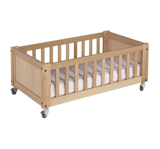 Lit crèche Duo bas mobile, hêtre verni naturel
