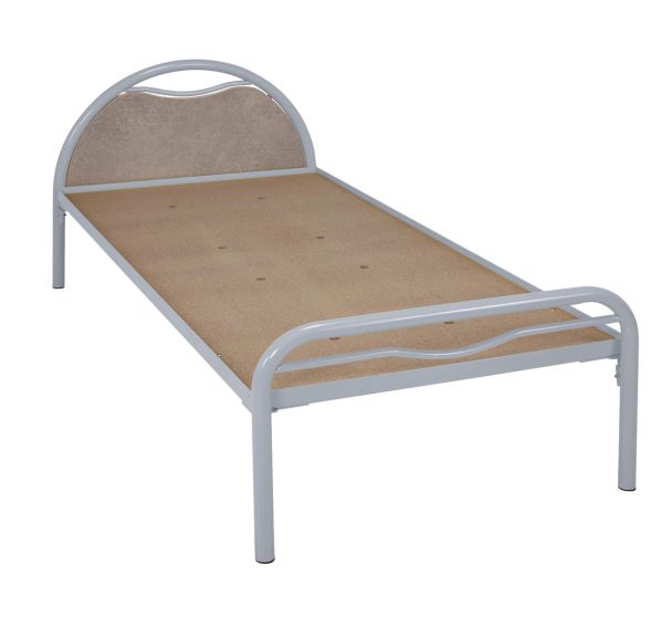 Lit tête arceau métal + panneau mélaminé béton 80x190 cm Alba