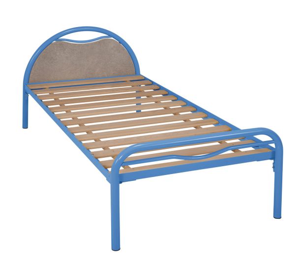 Lit tête arceau métal + panneau mélaminé béton 80x200 cm Alba