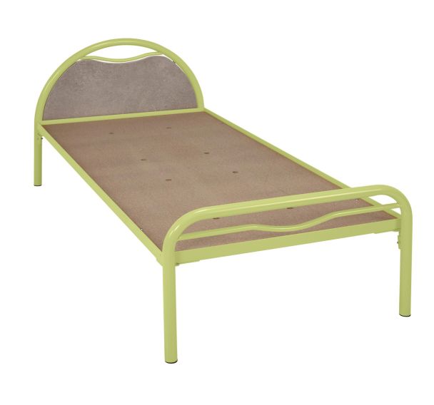 Lit tête arceau métal + panneau mélaminé béton 90x190 cm Alba