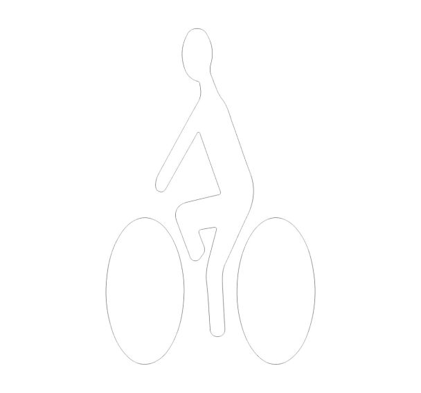 Logo homme à vélo en résine thermocollée