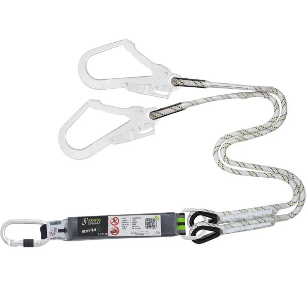 Longe double avec absorbeur d'énergie corde 1,5m échafaudage