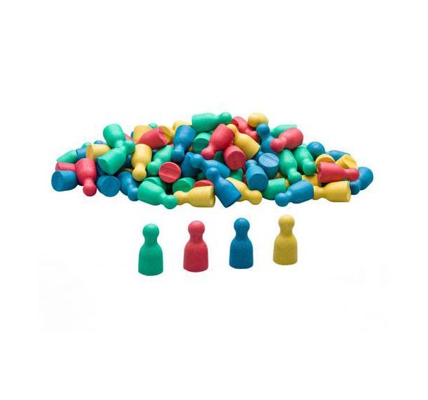 Lot 100 pions bois 4 couleurs