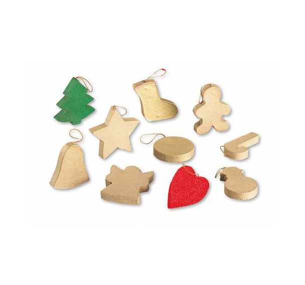 Lot 10 formes noël carton assorties à suspendre