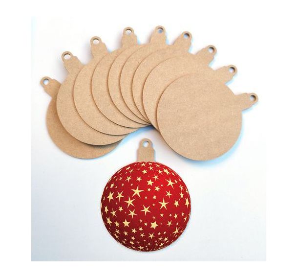 Lot 10 maxi boules de noël en bois à décorer et à suspendre