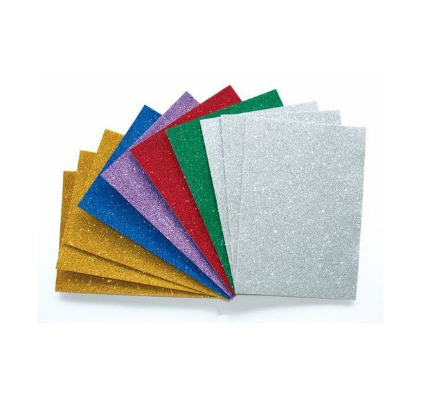 Lot 10 plaques de mousse pailletée adhésives A4
