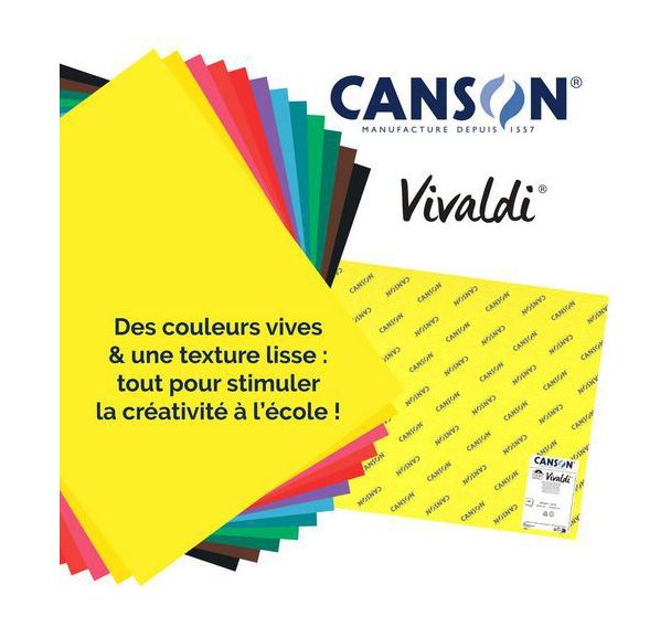 Lot 120f dessin couleurs ass vives 50x65cm 185g Canson Iris