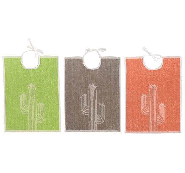 Lot 12 bavoirs Cactus fermeture à lacets 35X45 cm 3 coloris  - Manutan Expert