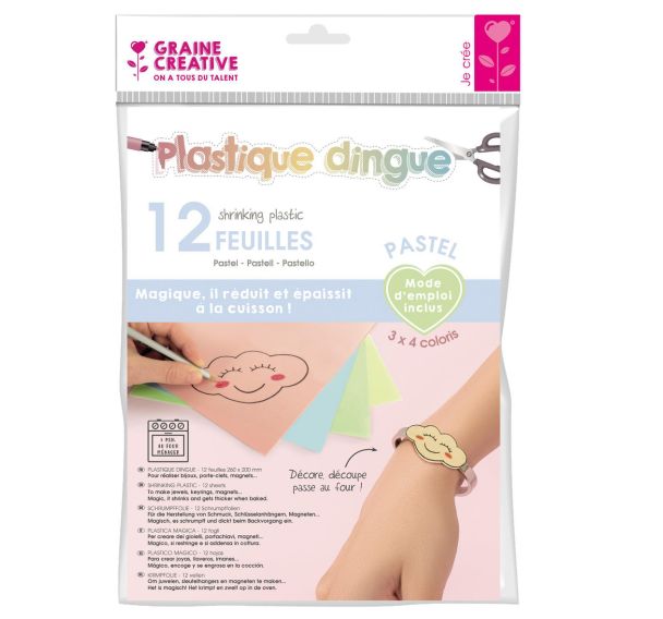 Lot 12 feuilles plastique dingue pastel