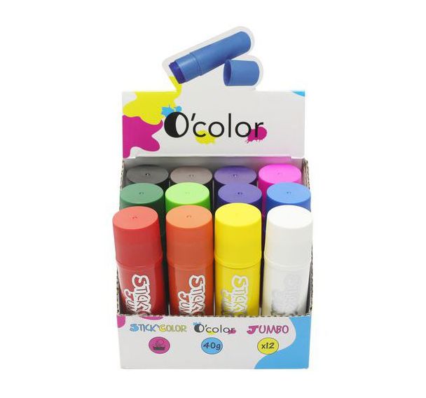 Lot 12 méga bâtons gouache solide couleurs vives assorties