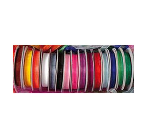 Lot 15 rubans organza couleurs assorties 10mm x 10m