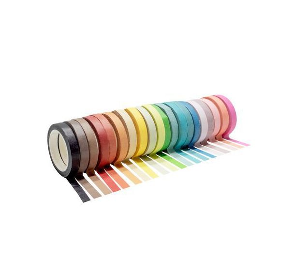 Lot 20 rubans adhésifs 7 mm x 10 m couleurs pastel