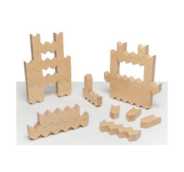 Lot 30 blocs bois zigzag
