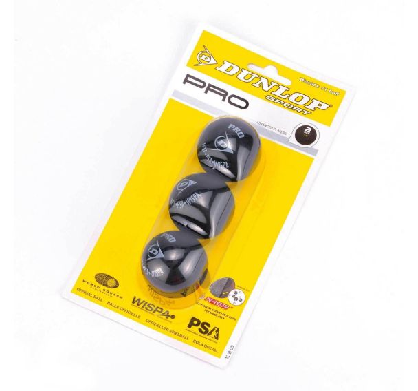Lot 3 Balles de Squash Pro Dunlop (2 Points jaune)