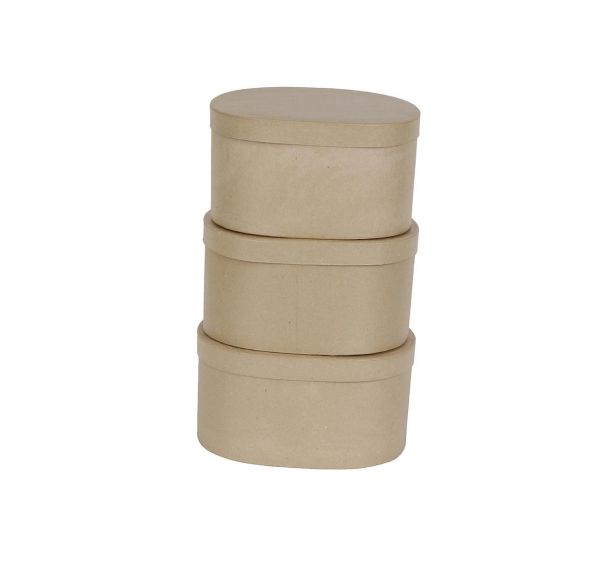 Lot 3 boîtes ovales (28x22x15/30x24x15cm)