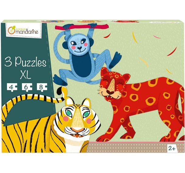 Lot 3 puzzles XL animaux Jungle