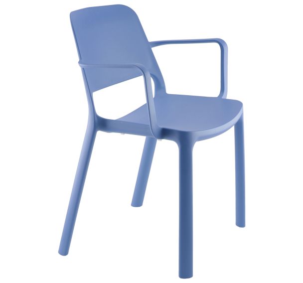 Lot 4 fauteuils empilables Kéa polypropylène 100% recyclé bleu océan