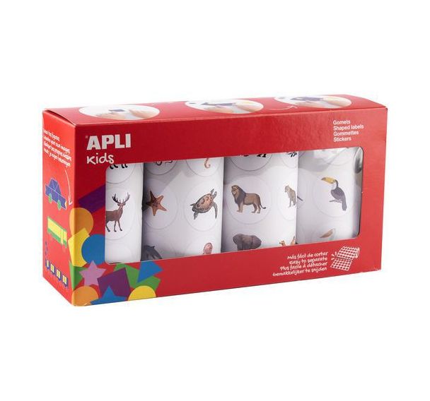 Lot 4 rouleaux gommettes animaux 33mm