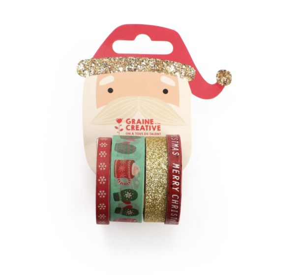 Lot 4 rouleaux masking tape Noël