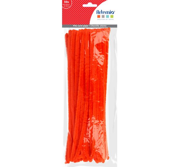 Lot 50 chenilles 0,8x30 cm orange