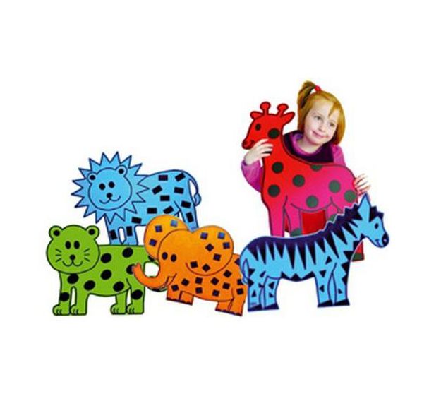 Lot 5 pochoirs géants - les animaux du zoo