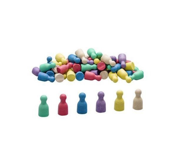 Lot 60 pions bois 6 couleurs