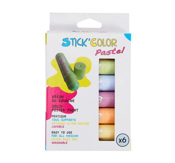 Lot 6 bâtons gouache solide pastel