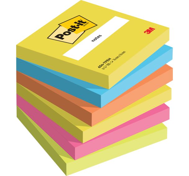Lot 6 blocs 100 feuilles post-it 3m scotch 76x76 mm energetic