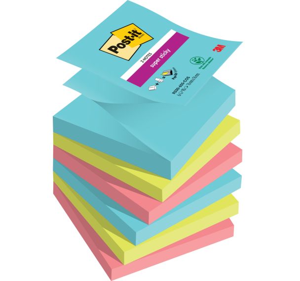 Lot 6 blocs 90 feuilles 76x76 mm couleurs assorties Z notes Super Sticky Cosmic