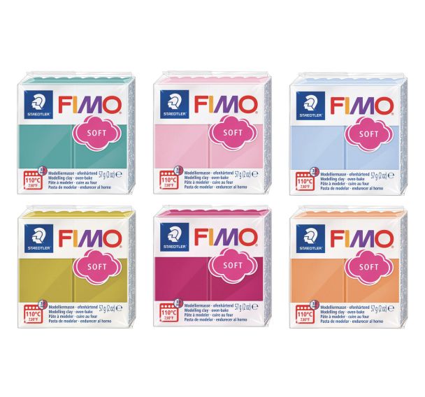 Lot 6 pains 57g Fimo couleurs tendances