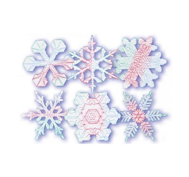 Lot 6 plaques relief flocons de différentes formes 17,5 x 17,5 cm.