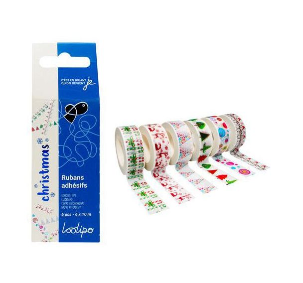 Lot 6 rouleaux ruban adhésif Noël