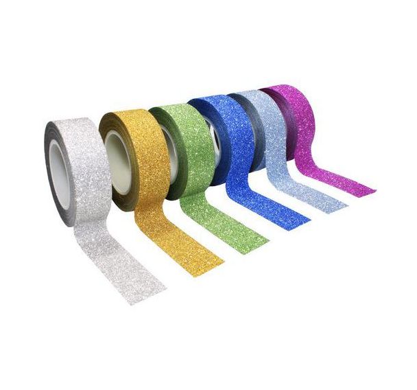 Lot 6 rouleaux ruban adhésif pailletés