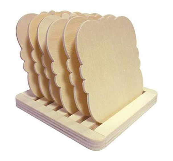 Lot 6 sous-verres avec socle de rangement