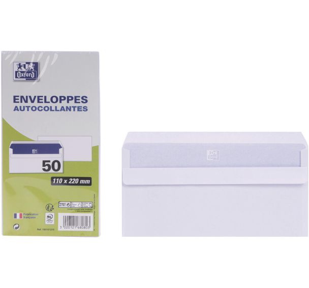 Lot de 1000 Enveloppes 110x220 autocollantes blanches