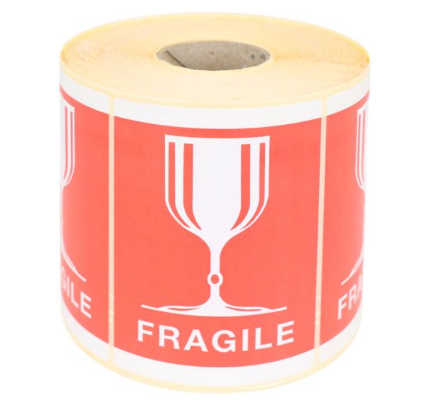 Lot de 1000 Etiquette d'expédition FRAGILE VERRE 105 mm x 75 mm