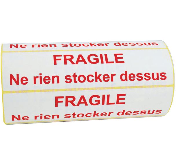 Lot de 1000 Etiquette d'expédition FRAGILE NE RIEN STOCKER DESSUS 200 mm X 48 mm