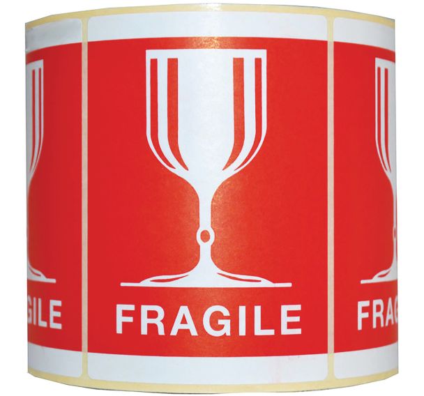 Lot de 1000 Etiquette d'expédition FRAGILE VERRE 105 mm x 75 mm