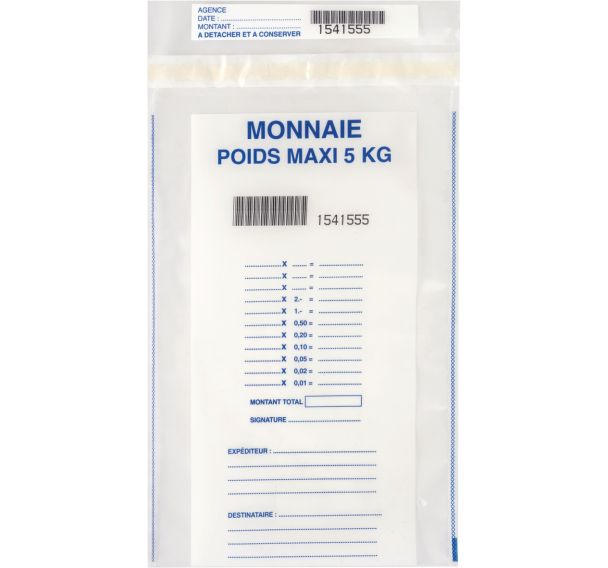 Lot de 1000 Sacs de sécurité pour pièces à monnaie