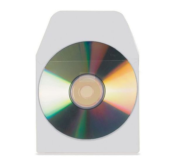 Lot de 100 100 Pochettes adhésives pour CD/DVD avec rabat