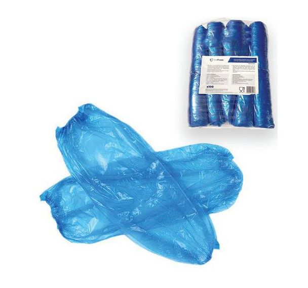 Lot de 100 Manchettes imperméable à usage unique en PE recyclé - Bleu