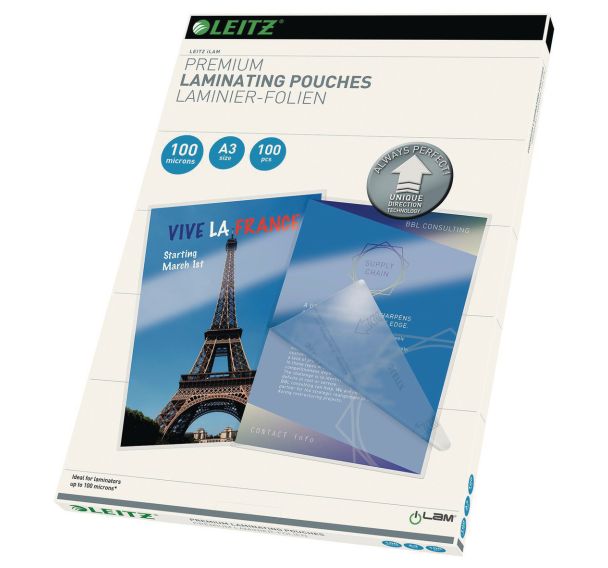 Lot de 100 Pochettes de plastification UDT A3, 100 microns