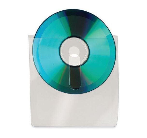 Lot de 10 10 Pochettes adhésive CD/DVD avec encoche, 127 x 127 mm