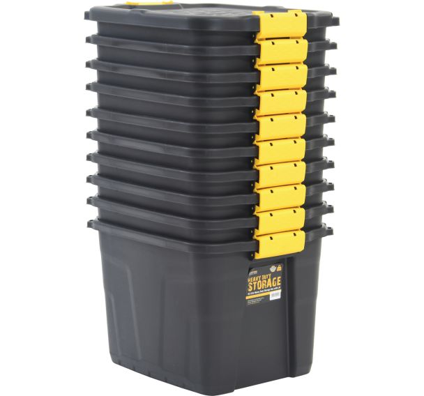 10 bacs ultra-résistants de 42 l avec couvercle noir