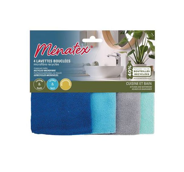 Lot de 10 4 lavettes microfibres recyclées