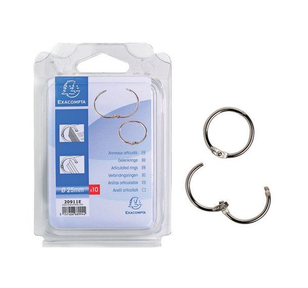 Lot de 10 Blister de 10 anneaux articulés - diamètre 25mm