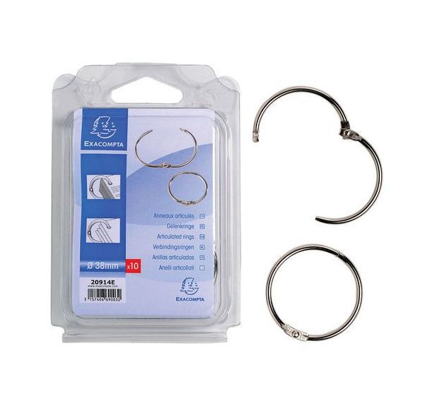 Lot de 10 Blister de 10 anneaux articulés - diamètre 38mm